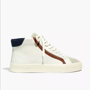Madewell Sidewalk High-Top Sneakers in Colorblock Leather - size 6